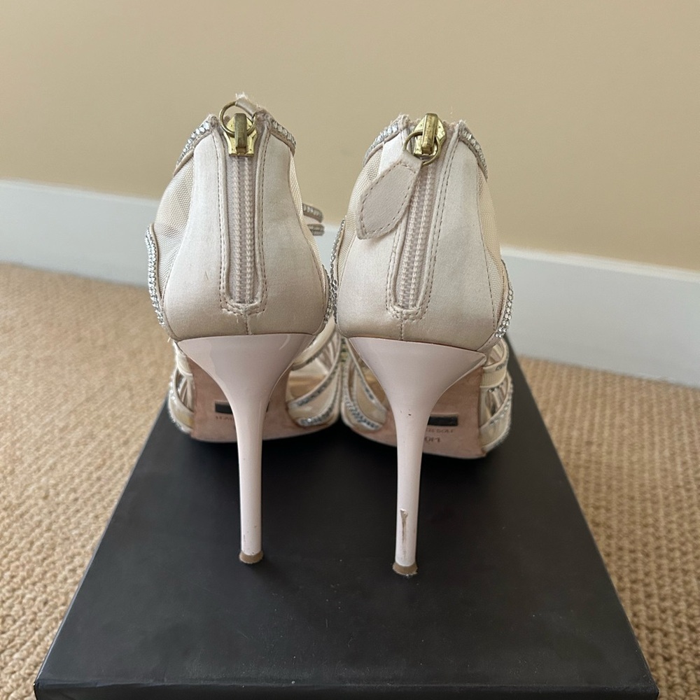 Badgley Mischa Gloria Vansat Cream with Rhinestones Size 10 - Picture 3 of 4